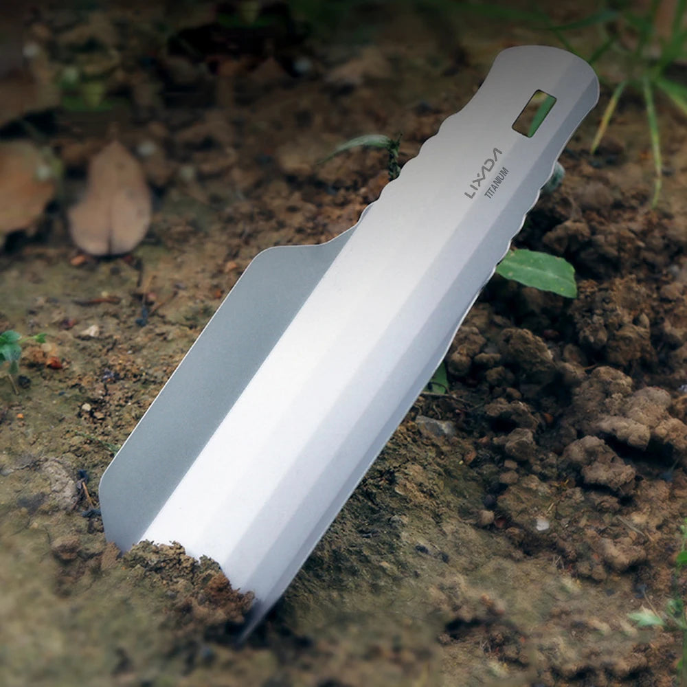 Lixada palas de titanio para acampar al aire libre, pala compacta para caca, paleta ultraligera, mochilero, herramienta múltiple para senderismo, supervivencia