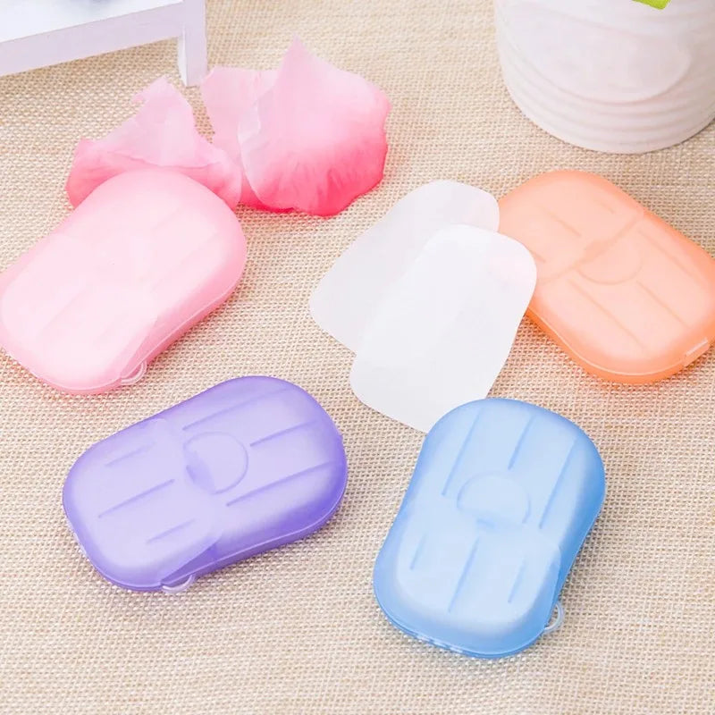 Jabón portátil de papel desechable para viajes, Camping, Mini jabones de limpieza para lavar, limpieza de manos para senderismo al aire libre, suministros al aire libre