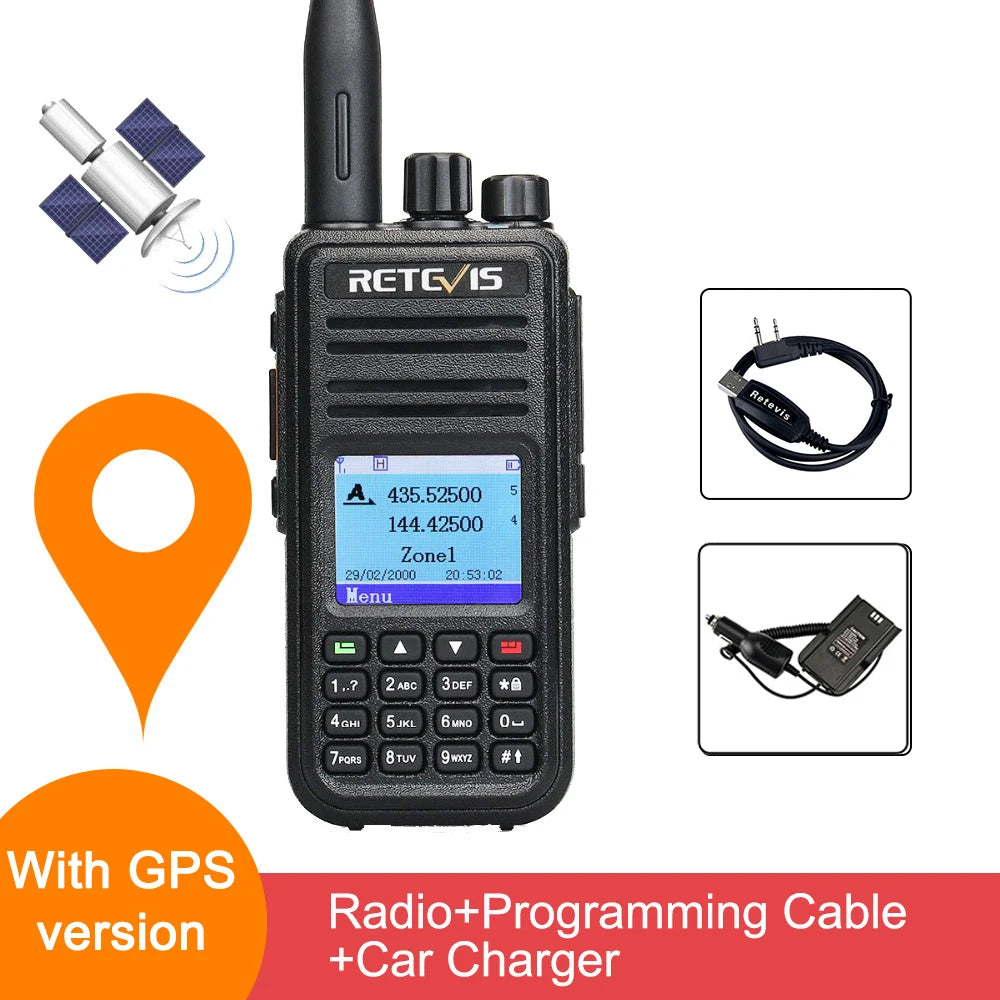 Retevis RT3S DMR walkie talkies de largo alcance radio portátil recargable radio a pilas camping walkie talkie emisora radioaficionado radio emergencia supervivencia profesionales walkie-talkies Cifrado AES256 GPS APRS