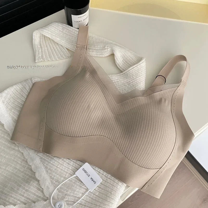 Sujetadores suaves y cómodos para mujer, ropa interior de nailon de apoyo ajustada al aire, sujetador elástico lateral con retroceso cero, ropa interior para mujer