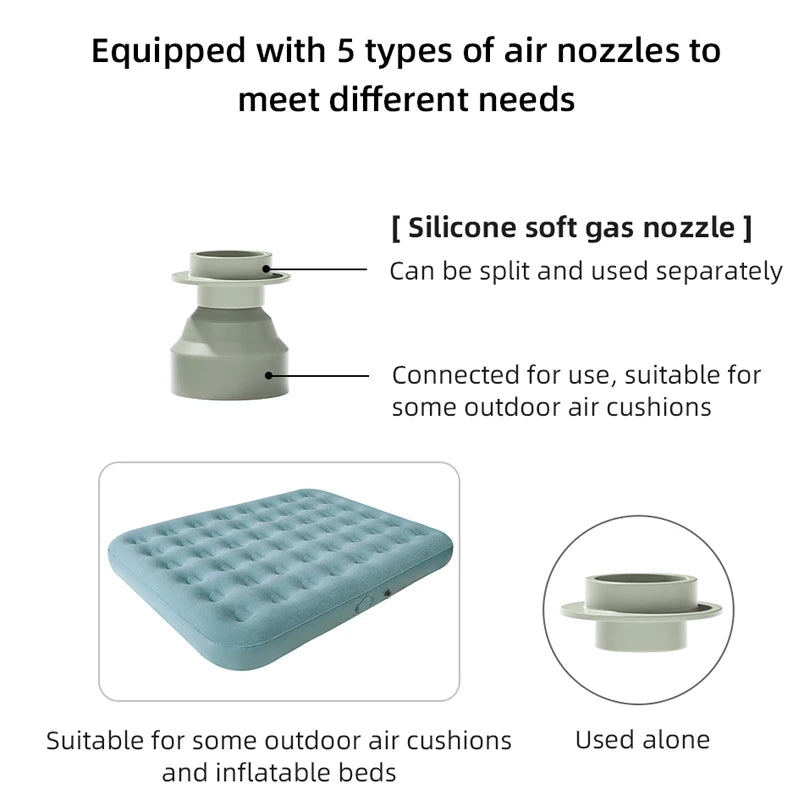 Bomba de aire compresor inalámbrico para acampar al aire libre, bolsa de almacenamiento al vacío inflable, mochila inflable