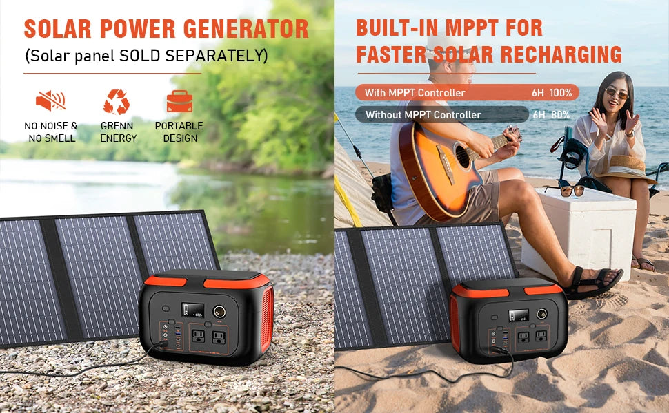 Estación de energÃa portátil de 600W/300W/200W, enchufes de CA de 110V, generador Solar, Banco de energÃa de almacenamiento para Camping, viajes, RV, viaje a casa