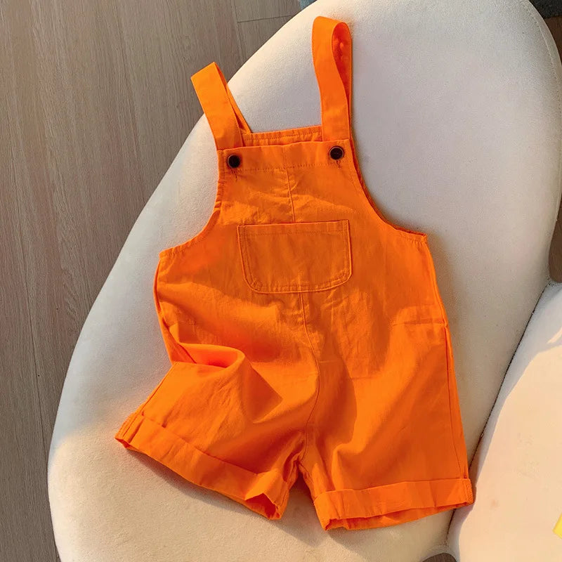 Lindo bebé niños general bebés y niñas pantalones casuales coreanos mono de disfraz de Color caramelo