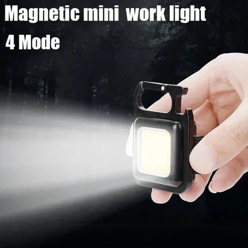 Llavero con luz Mini linterna multifuncional para acampar, LED recargable por USB, portátil, brillante, COB, Clip de bolsillo, linterna para trabajo al aire libre