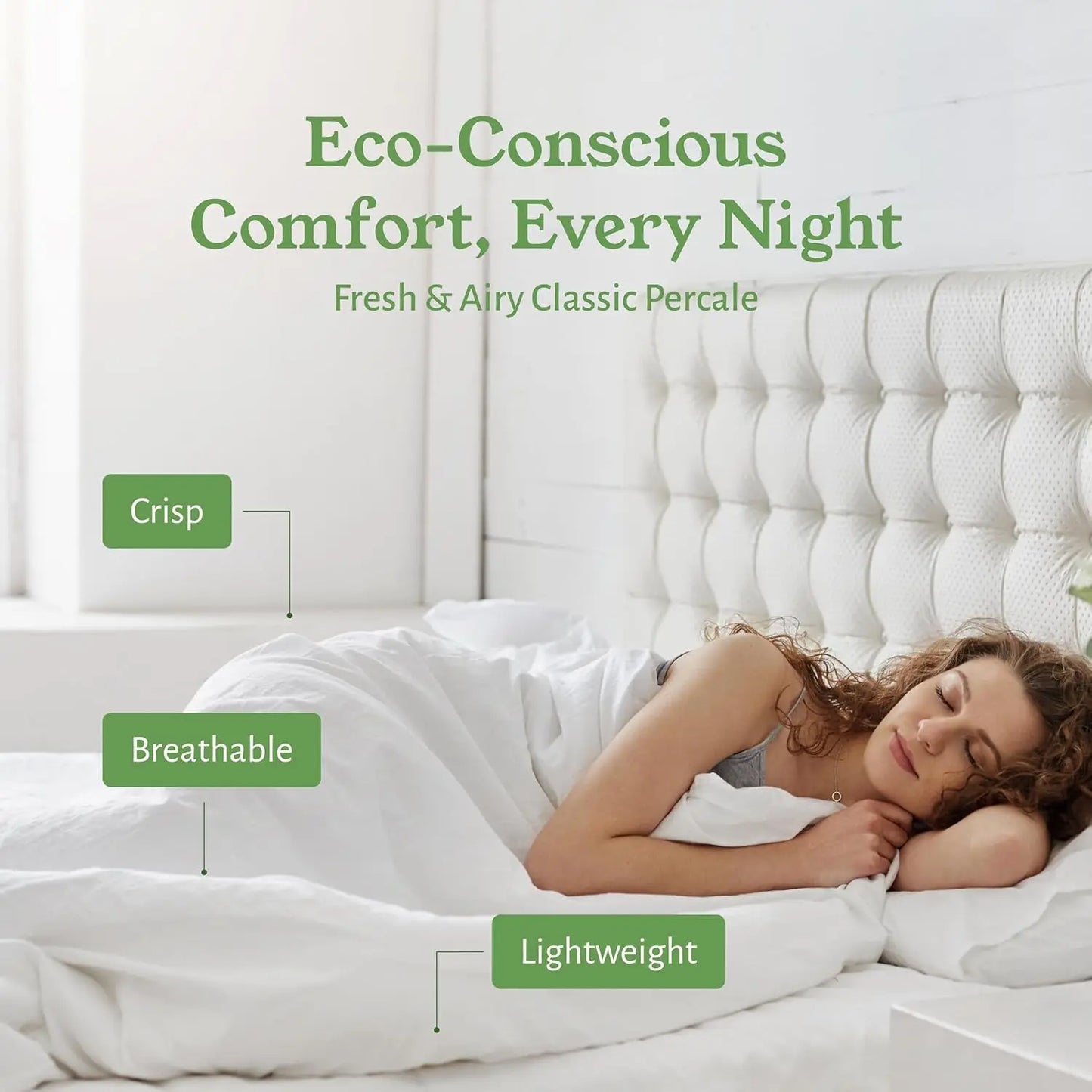 Juego de sábanas California King: sábanas suaves 100% algodón orgánico con bolsillos profundos, juego de cama transpirable y duradero de percal crujiente