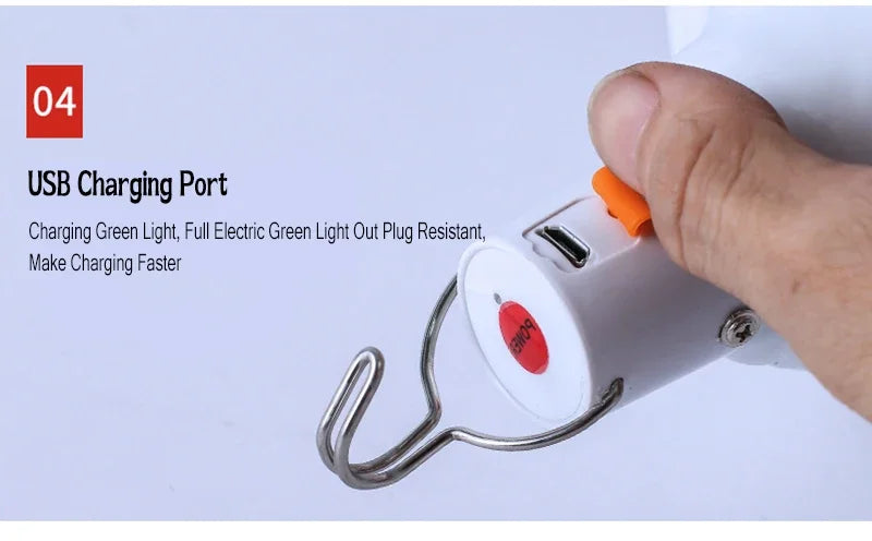 Luz de Camping de 60W y 80W, lámpara LED de emergencia recargable por USB, linternas portátiles para exteriores con gancho para tiendas de barbacoa, bombilla de batería