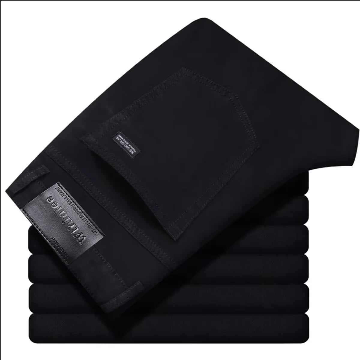 Wthinlee, nuevos pantalones vaqueros de negocios para hombres, pantalones vaqueros informales rectos elásticos a la moda, pantalones vaqueros clásicos azules y negros para trabajo, ropa de marca masculina