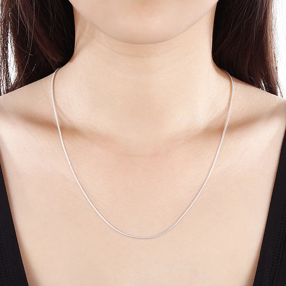 Lote de 10 Uds. De Plata de Ley 925, 16/18/20/22/24/26/28/30 pulgadas, collar de cadena de serpiente de 1mm para mujer y hombre, joyería de moda