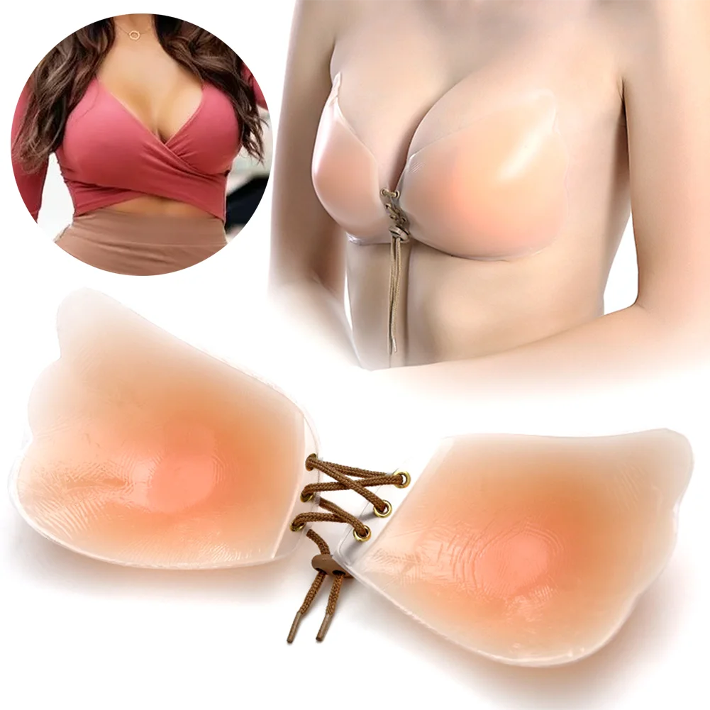 WEICHENS-Sujetador adhesivo de realce de pecho para mujer, sujetador Invisible sin tirantes, reutilizable, pezones de silicona pegajosa, Push Up, Sexy, sin espalda