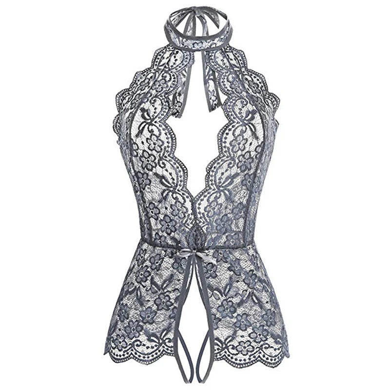 LencerÃa erótica para mujer, Body de peluche transparente de encaje, disfraz Porno para mujer, escote en V profundo, entrepierna abierta, muñeca bebé, falda Sexy, ropa interior