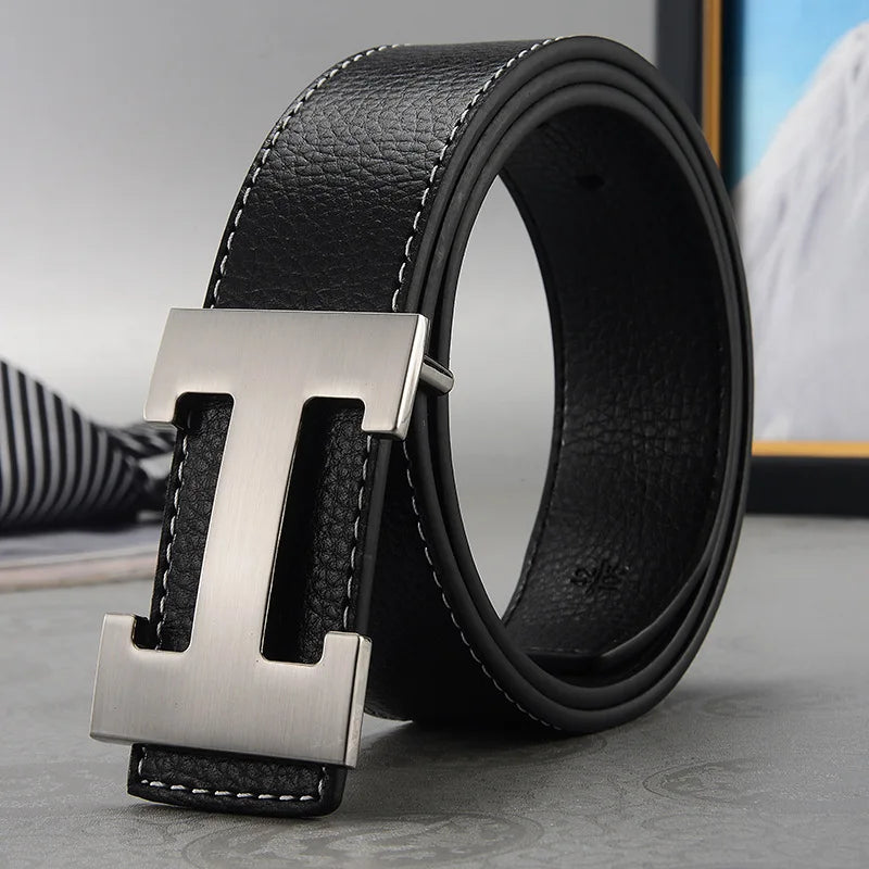 Cinturón de cuero genuino de lujo para hombre y mujer, correa de Metal de 3,8 cm de ancho, de alta calidad, a la moda