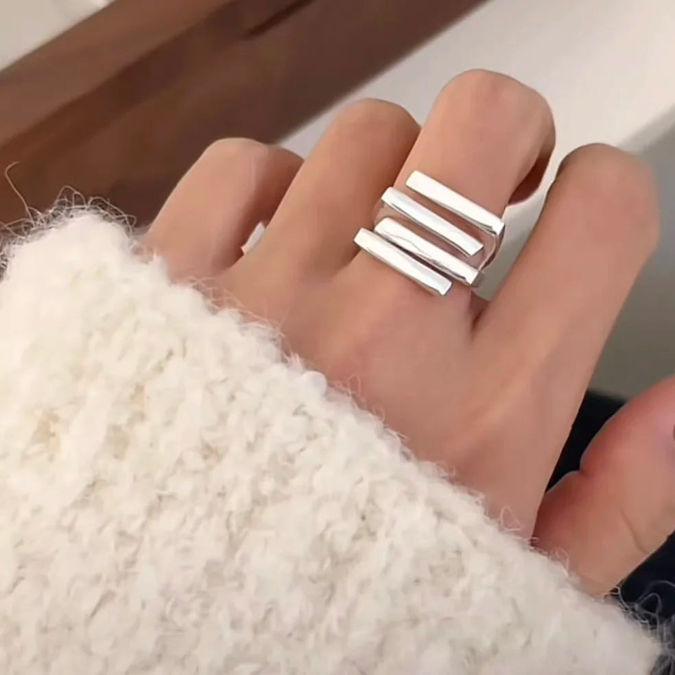 BF CLUB 925 anillos de plata esterlina para mujer, anillo Retro Irregular geométrico Simple hecho a mano, antialérgico de circón dorado para regalo de cumpleaños