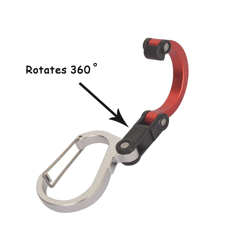 Mosquetón con Clip de engranaje híbrido multifuncional, gancho giratorio de 360 grados, hebilla fuerte, mochila de viaje para acampar, senderismo, dispositivo para exteriores