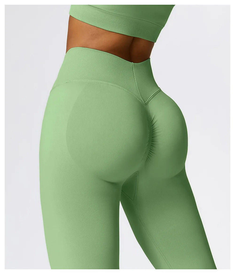 Mallas deportivas con espalda en V para mujer, pantalones atléticos para Fitness, gimnasio, Yoga, mallas con Control de Scrunch, mallas de entrenamiento para ejercicio y correr
