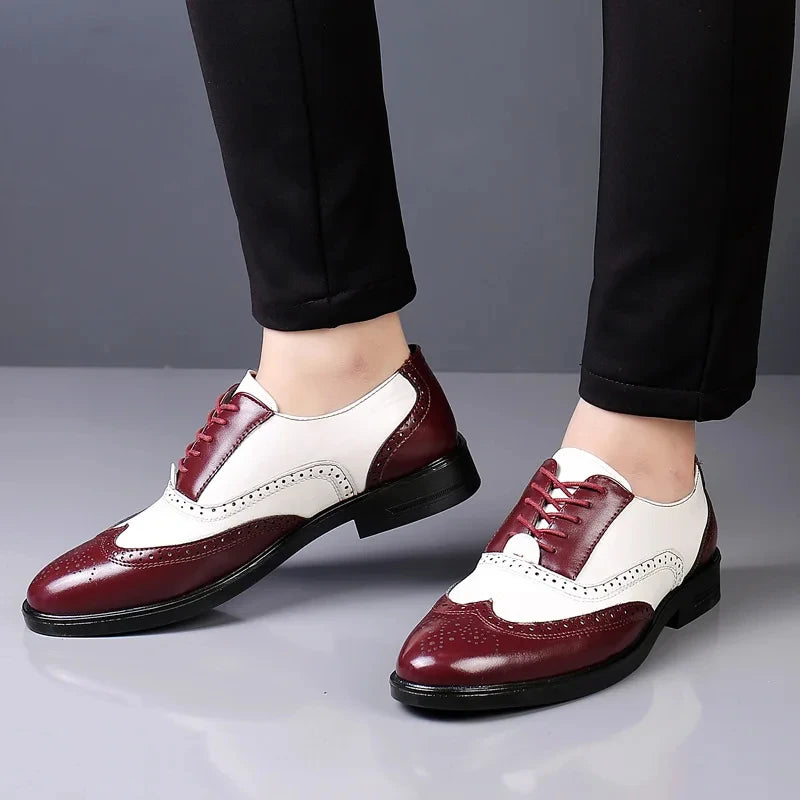 Zapatos de vestir para hombre de colores mezclados, zapatos de cuero Retro para hombre, calzado barroco de negocios para hombre, calzado Oxford informal para hombre Erkek Ayakkabı