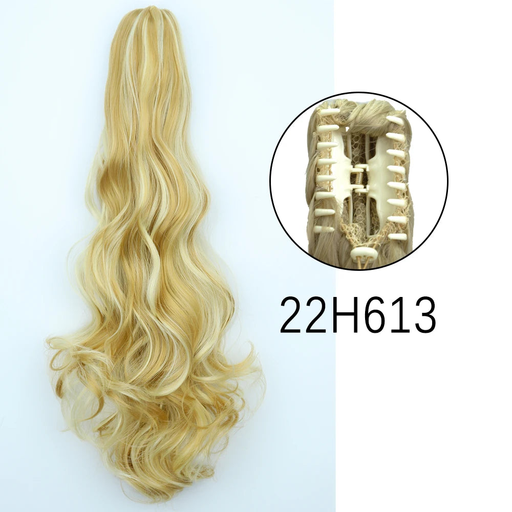 Extensiones de cabello de cola de caballo con Clip de garra larga y recta sintética, pieza de cabello de cola de caballo resistente al calor de 24 pulgadas para mujer, fiesta diaria