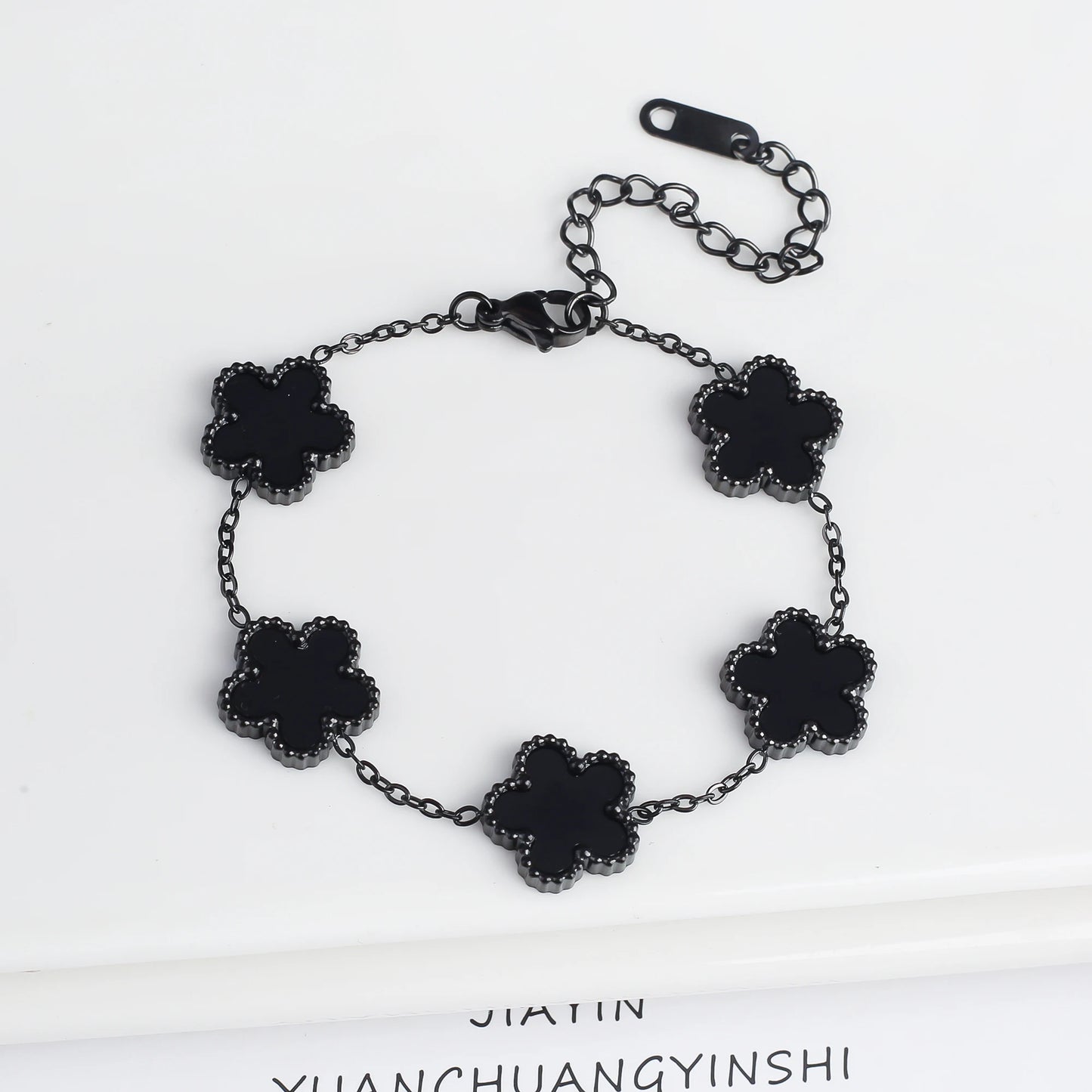 Pulsera clásica de acero inoxidable para mujer, brazalete ajustable de cinco flores, joyerÃa de fiesta a la moda, regalos de trébol
