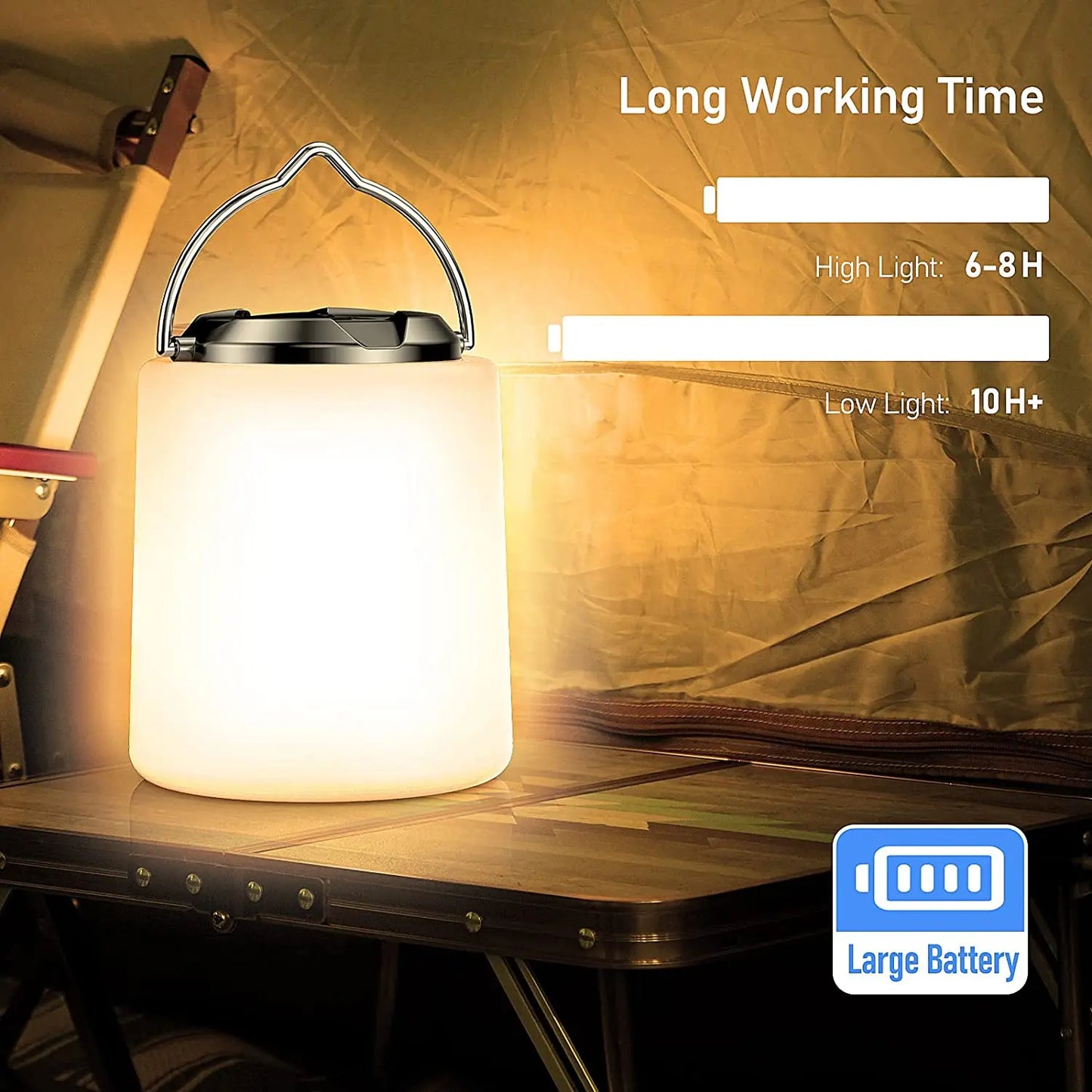 Linterna de luz de camping recargable, linterna de camping, luz blanca cálida de 3000K, linterna Led impermeable, suministros para acampar/senderismo