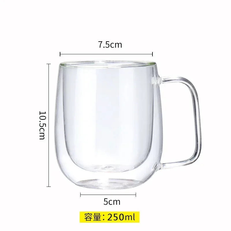 1-6 uds 80-450ML resistente al calor taza de cristal de té de doble pared cerveza café hecho a mano creativo bebida fría juego de vajilla transparente