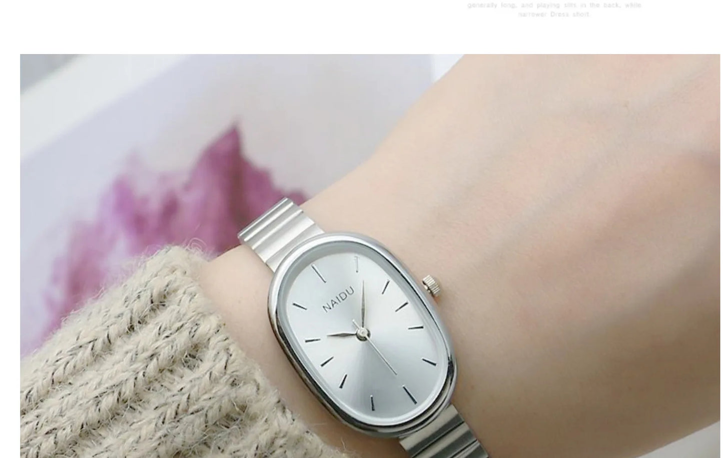 Reloj de cuarzo ovalado con esfera pequeña para mujer, correa de bambú de acero inoxidable, reloj de pulsera de regalo de lujo a la moda para estudiantes y niñas, envío directo