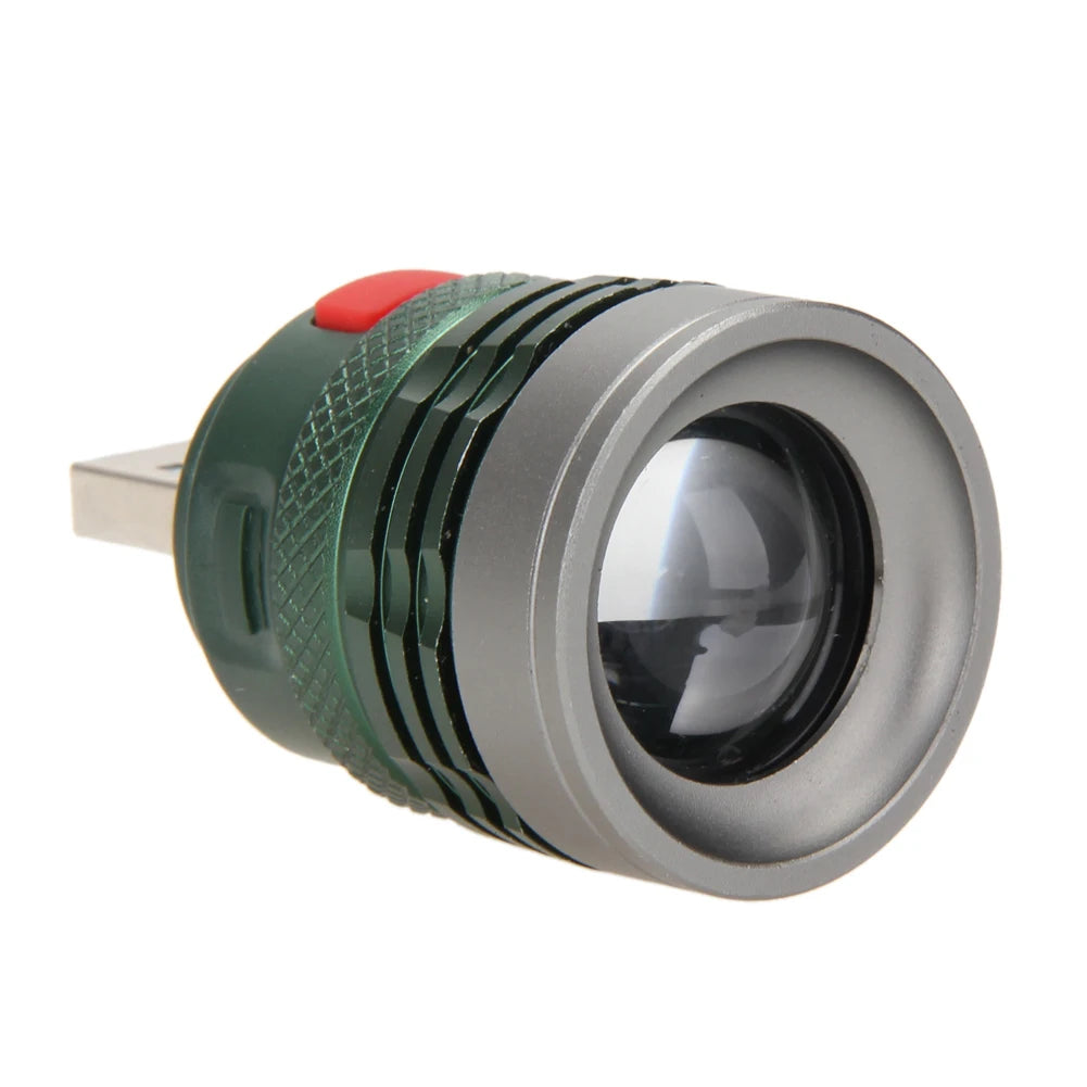 Linterna LED potente de aleación de aluminio, Mini lámpara de bolsillo con zoom, USB práctico, haz de rango máximo de hasta 50m, 3W, para Camping y senderismo
