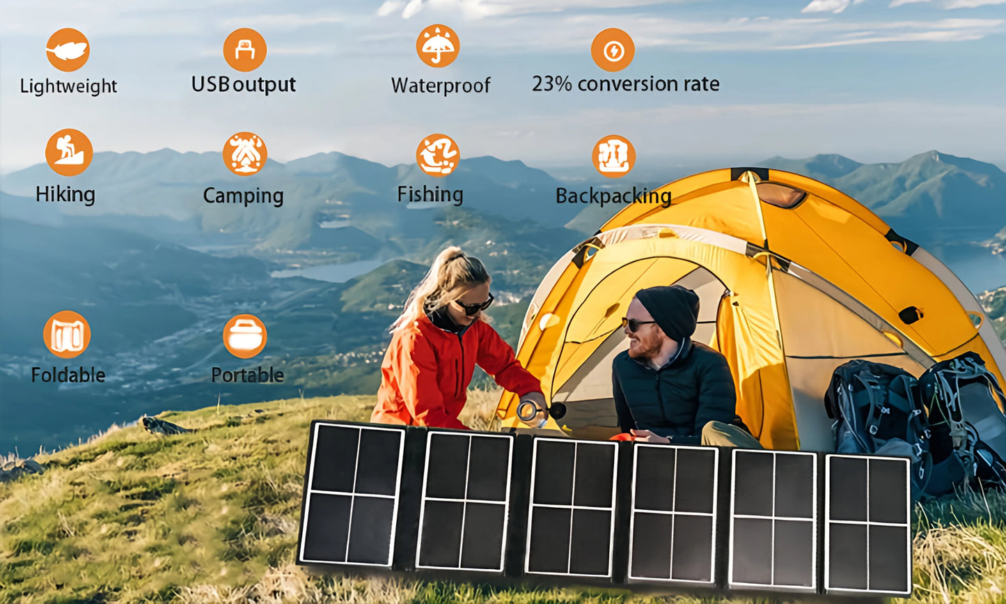 Panel Solar portátil de 14W, cargador Solar impermeable con alta eficiencia para acampar al aire libre, senderismo, viajes, fuente de alimentación de emergencia