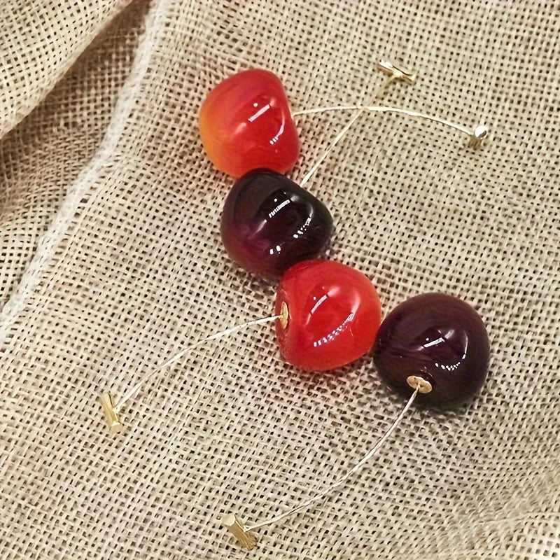 Pendientes de cereza roja dulce para mujer, pendientes colgantes con diseño de fruta delicada a la moda, joyerÃa coreana para fiesta de boda, regalo