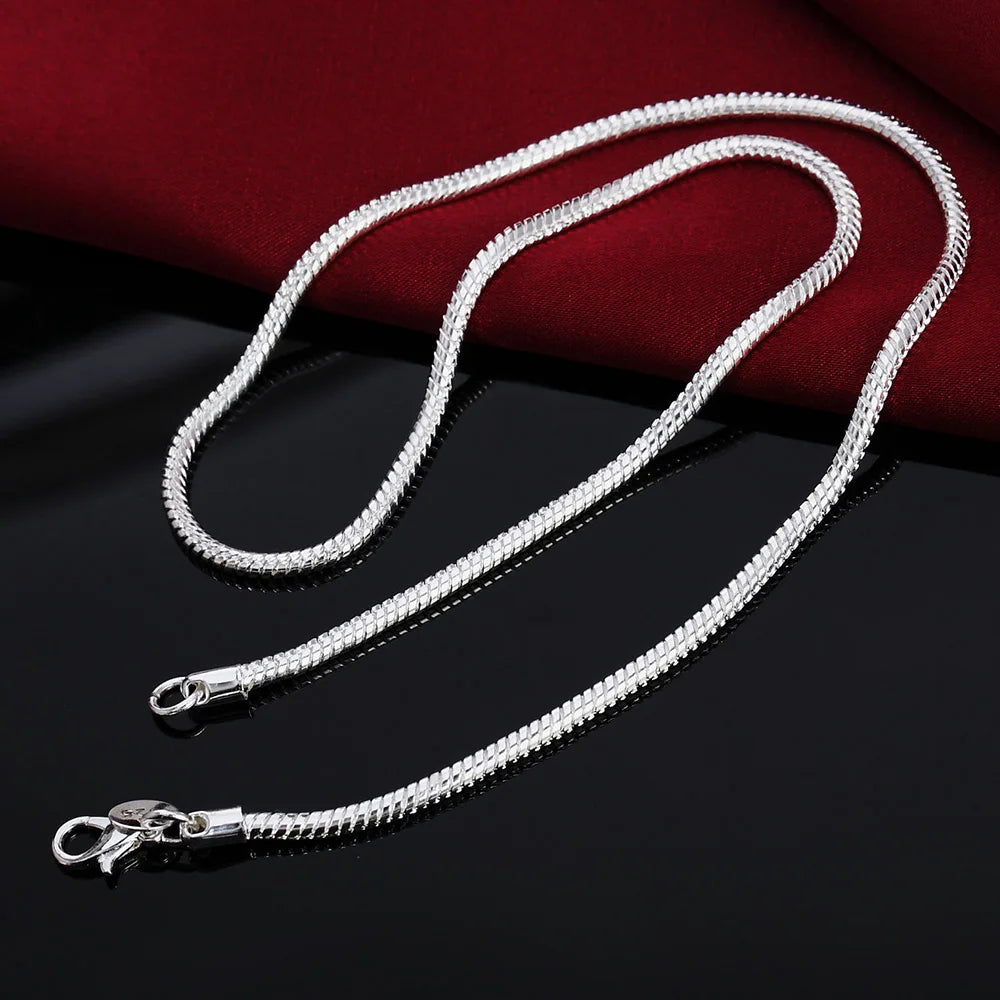 40-75 cm Plata de Ley 925 1 MM/2 MM/3 MM collar de cadena de serpiente sólida para hombres mujeres joyería de moda para colgante envío gratis