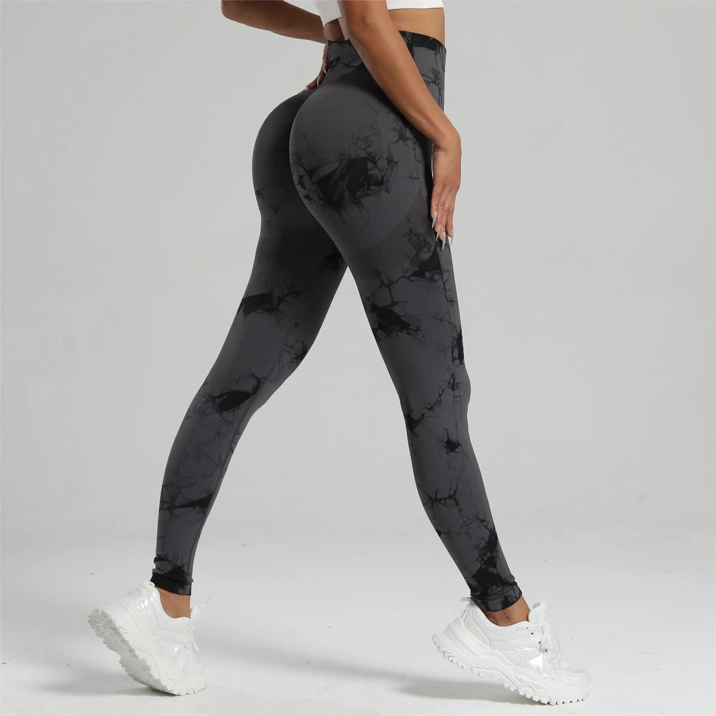 Mallas de gimnasio Tiedye para Mujer, pantalones sin costuras de realce para Mujer, mallas deportivas sin costuras para Fitness, mallas de entrenamiento de cintura alta para Yoga, envío directo