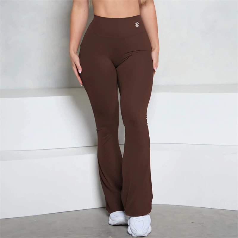 BUM gris bolsillo acampanado Scrunch Butt pantalones PB mujeres ajustado Sexy pantalones de cintura alta Push Up deporte Fitness Flare Leggings
