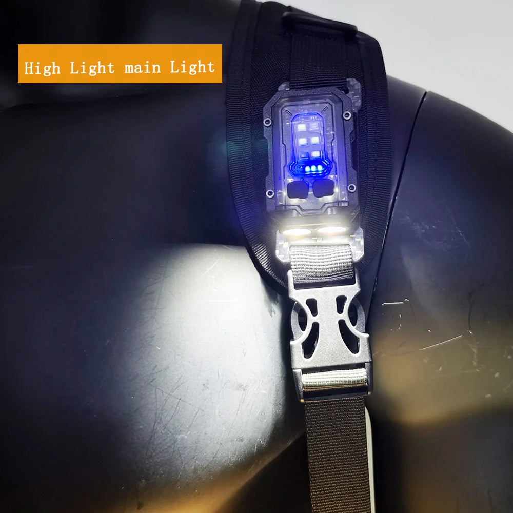 Linterna táctica EDC portátil Mini luz o placa de bucle de gancho Camping senderismo luz intermitente de seguridad para correa de mochila de 25mm