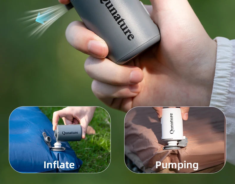 Qunature-inflador de bomba de aire eléctrica, Mini inflador de aire portátil, carga tipo C, balsa de piscina, bombas de cama de aire para acampar