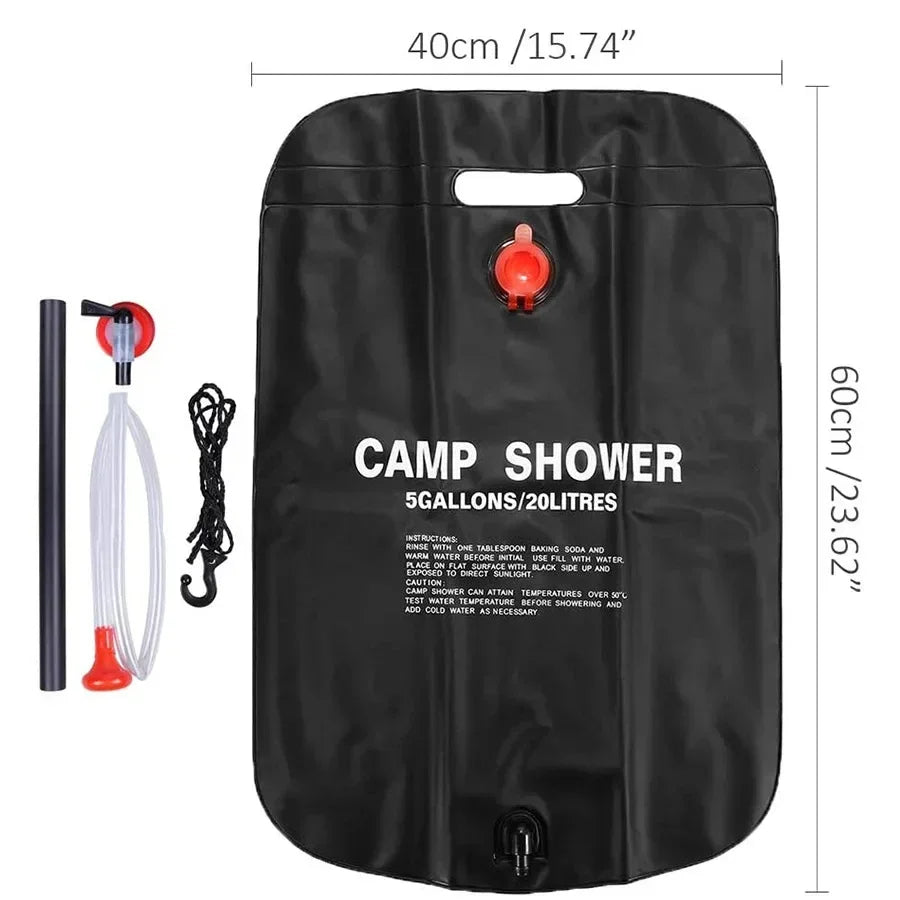 Bolsas de ducha para exteriores, bolsa de ducha Solar plegable, bolsa de agua para baño al aire libre, bolsas de ducha de agua calentadas compactas para acampar, 20/40L, 1 ud.
