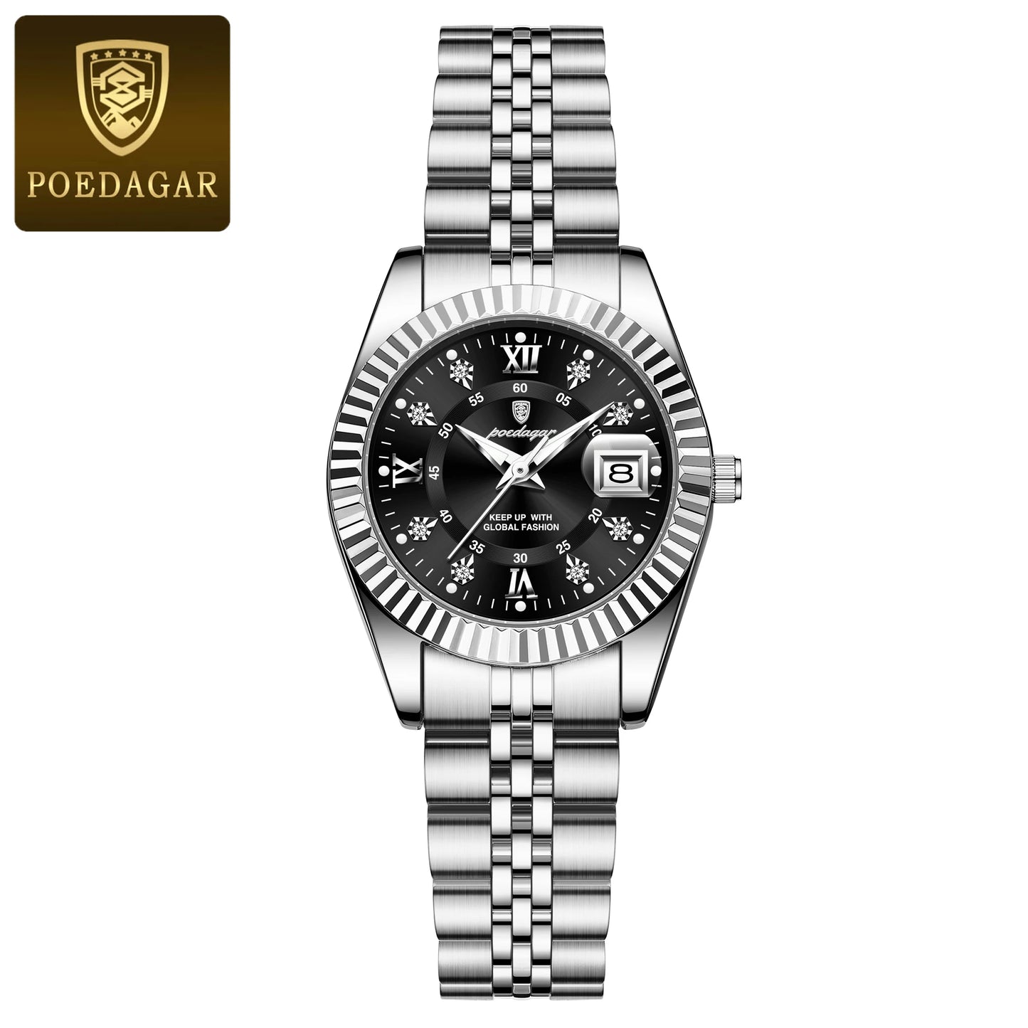 POEDAGAR, relojes de lujo para mujer, Reloj de pulsera resistente al agua con fecha luminosa para mujer, Reloj de cuarzo elegante de acero inoxidable para mujer, Reloj