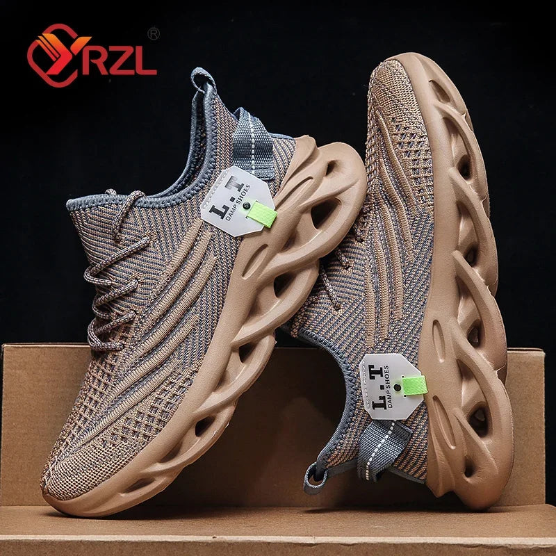 YRZL hombres deportes correr negro zapatos para correr zapatillas casuales al aire libre malla transpirable mujeres ligero absorción de impacto tenis negro