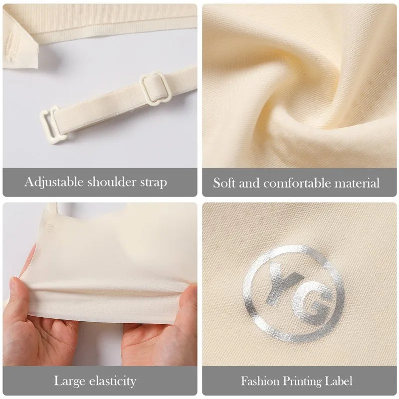 Sujetadores acolchados sin costuras ultrafinos para mujer, ropa interior de seda de hielo, lencería Sexy de pecho pequeño, Push Up, Tops de tubo Sexy, sujetador íntimo