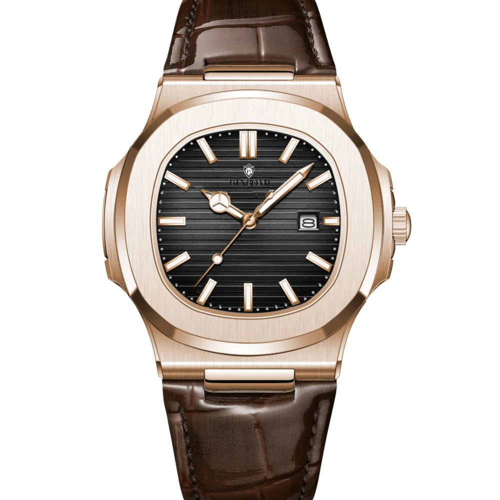 Nuevo Reloj informal de negocios de oro rosa, Reloj de lujo para Hombre, relojes automáticos, relojes de pulsera de cuarzo de alta moda para Hombre, regalos, Reloj para Hombre