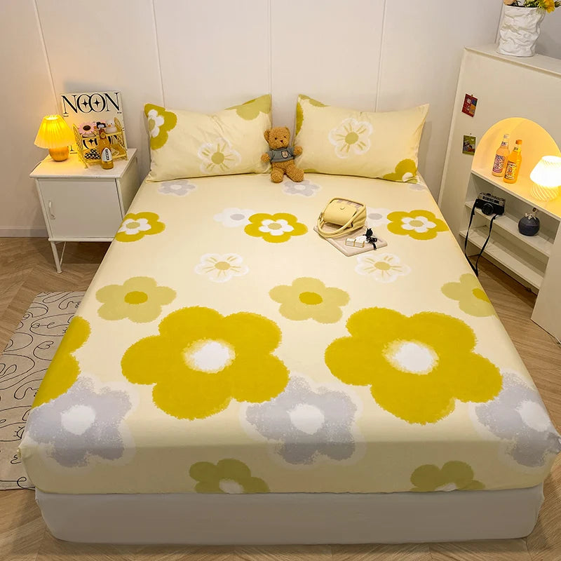 Bonenjoy-sábana bajera de algodón puro con estampado de dibujos animados de coche, funda de cama elástica, Sábana inferior individual, tamaño Queen, sin funda de almohada, 1 unidad
