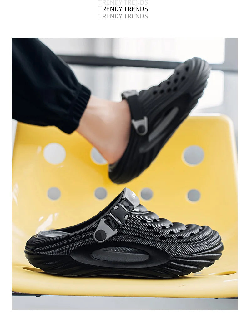 Zuecos con soporte para el arco para hombre, calzado para jardín, zapatillas de playa sin cordones para exteriores, sandalias con cojín cómodo extraíble