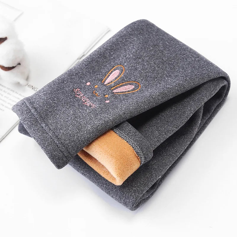 Leggings para niñas Otoño Invierno grueso cálido más lindo conejo Fond niños bebé parte inferior pantalones