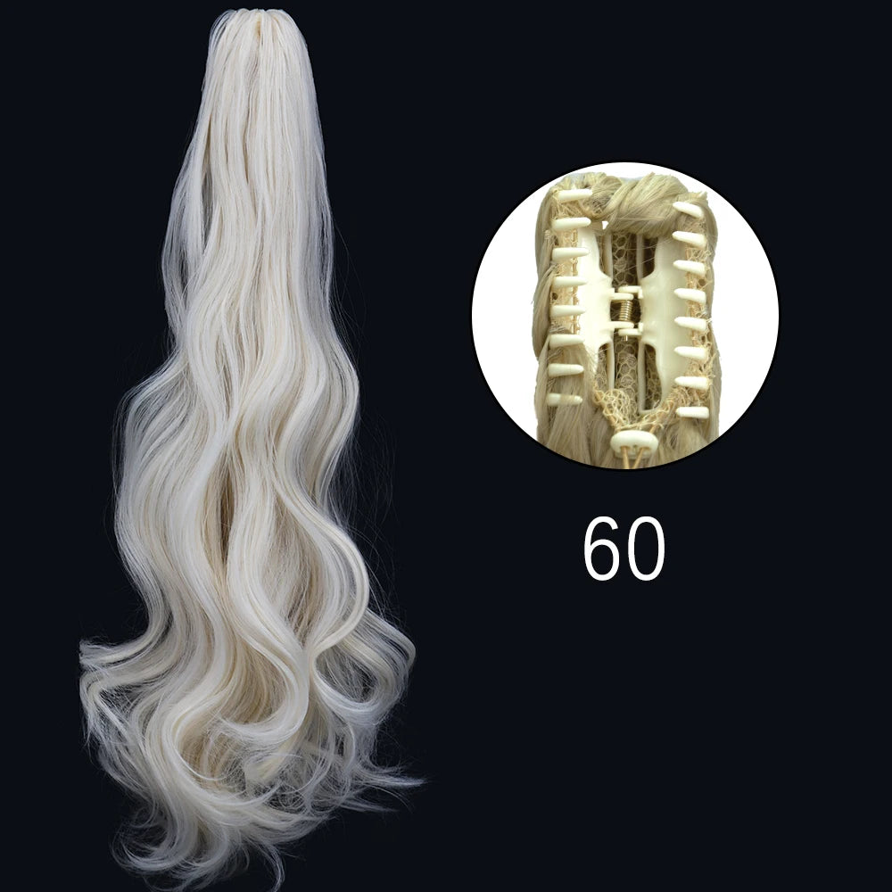Extensiones de cabello de cola de caballo con Clip de garra larga y recta sintética, pieza de cabello de cola de caballo resistente al calor de 24 pulgadas para mujer, fiesta diaria