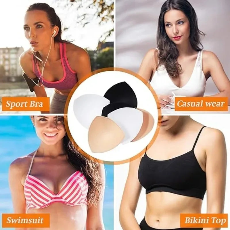 Almohadilla para sujetador, copas triangulares de ventilación, almohadillas de espuma de inserción de realce en el pecho para traje de baño, accesorios de relleno, almohadilla potenciadora extraíble
