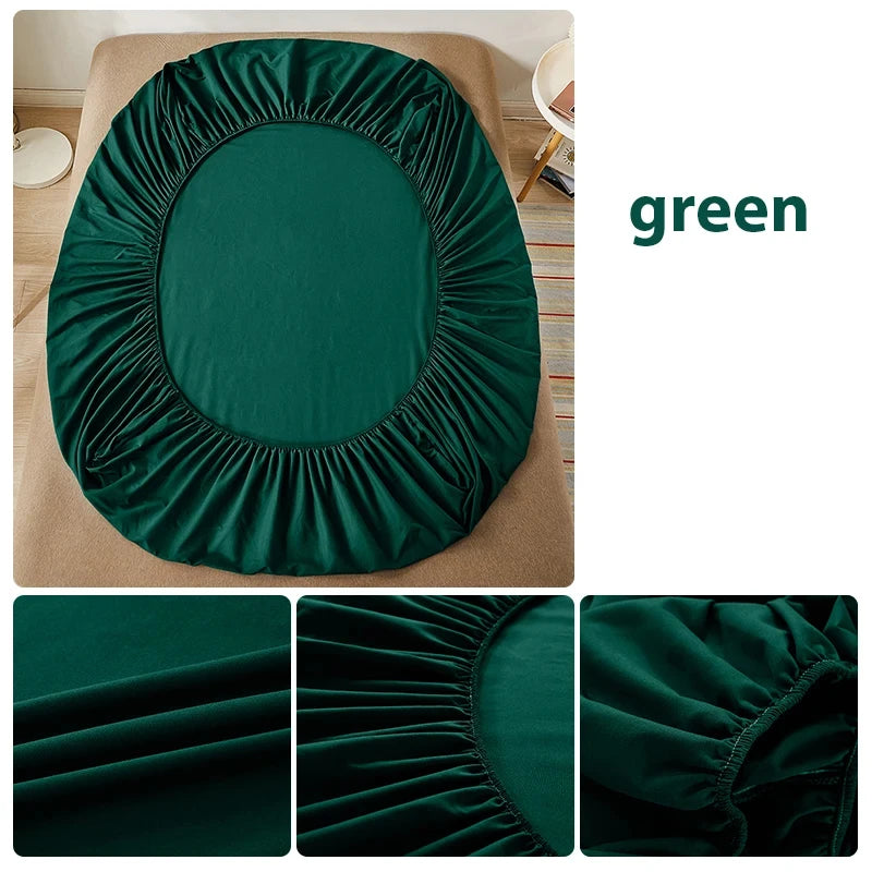 Sábana bajera 100% de algodón con banda elástica, funda de colchón ajustable antideslizante de Color sólido para camas individuales, dobles, King y Queen