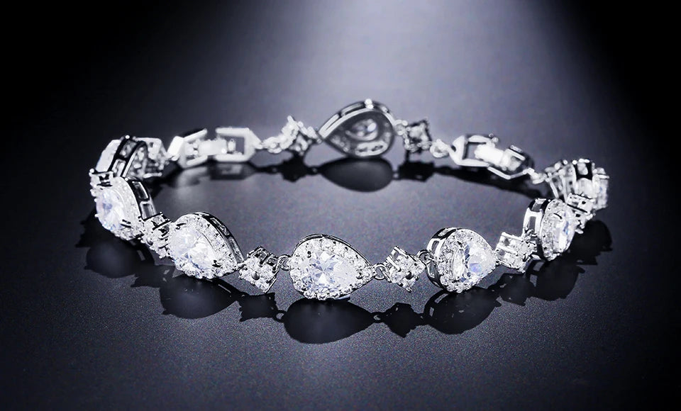 ZAKOL clásico geométrico gota de agua CZ pulsera para mujer nupcial hermosa Buling circón fiesta boda joyerÃa