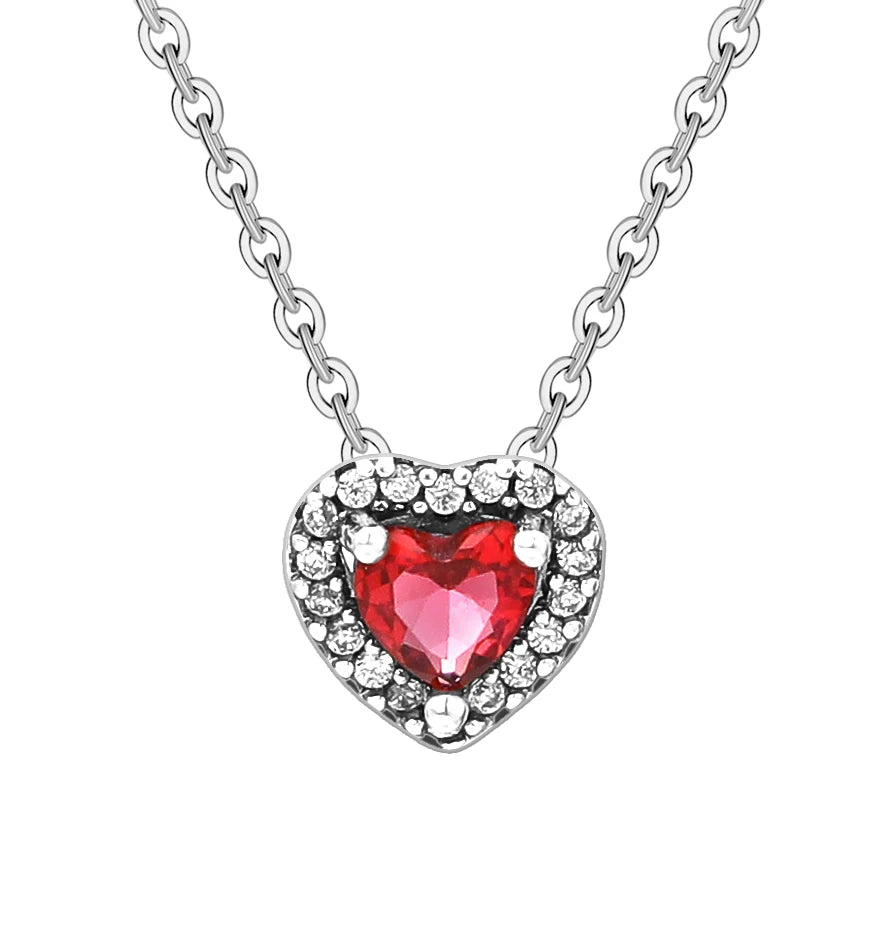 Nuevo original Plata de Ley 925 chapada brillante en forma de corazón collar pulsera mujer regalo de cumpleaños del Día de San Valentín joyería DIY