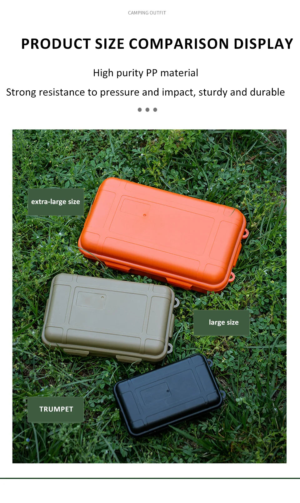 Caja de supervivencia sellada impermeable de plástico para exteriores, contenedor para acampar, caja de almacenamiento de viaje al aire libre, bolsa de aparejos de pesca, tamaño S/L/XL