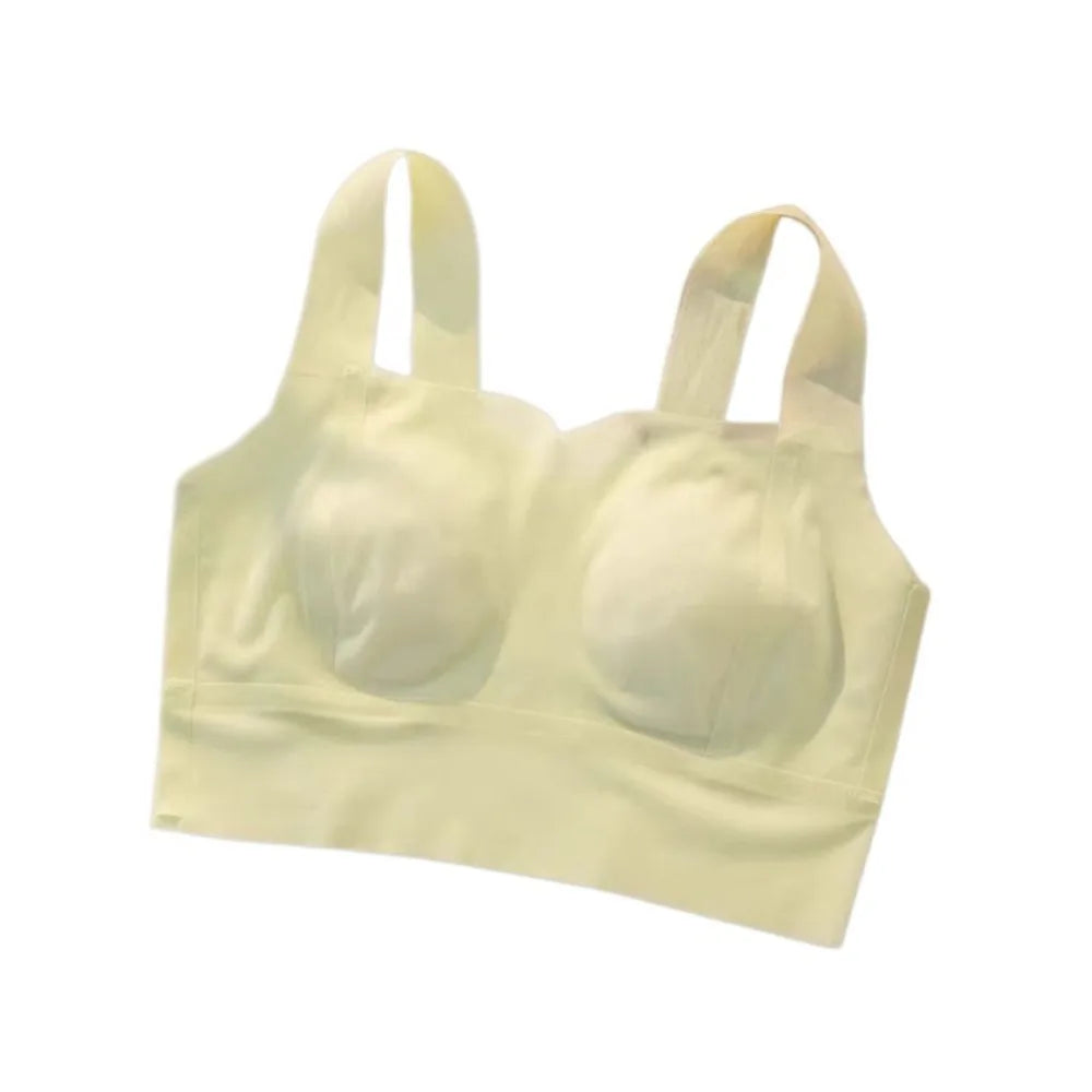 Sujetador ultrafino inalámbrico con escote en V profundo para mujer, sujetador sin costuras con pechos recogidos de seda helada, lencería de Copa grande, sujetadores push-up, regalos