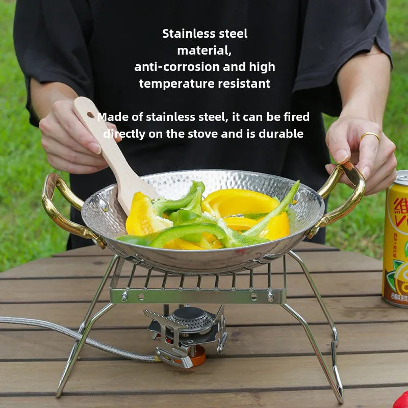 Parrilla plegable para fogata, portátil, multifuncional, de acero inoxidable, resistente a la corrosión a altas temperaturas, para acampar al aire libre