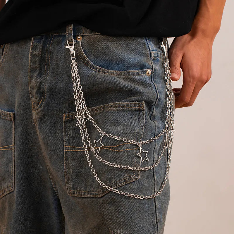Cadena de pantalones de Metal Punk para hombre y mujer, cadena de cintura de Hip Hop, colgante de Cruz, cadena para pantalones vaqueros, accesorios, regalos