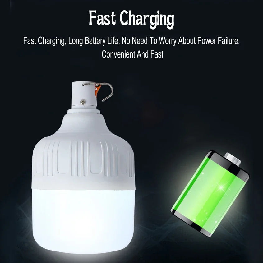 Luz de Camping de 60W y 80W, lámpara LED de emergencia recargable por USB, linternas portátiles para exteriores con gancho para tiendas de barbacoa, bombilla de batería